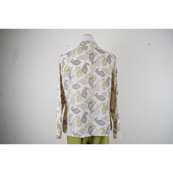 Vintage 90s Polyester Paisley Blouse |size 14P - Picture 5 of 8